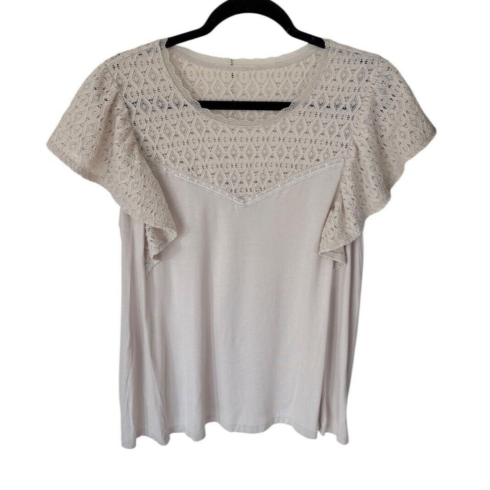 Torrid Super‎ Soft Knit Lace Top Size Large Beige Feminine
